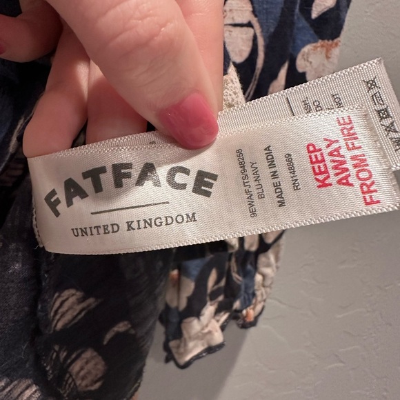 FatFace Women's Blue Cream Floral Blouse Top Size 2 - Picture 7 of 9